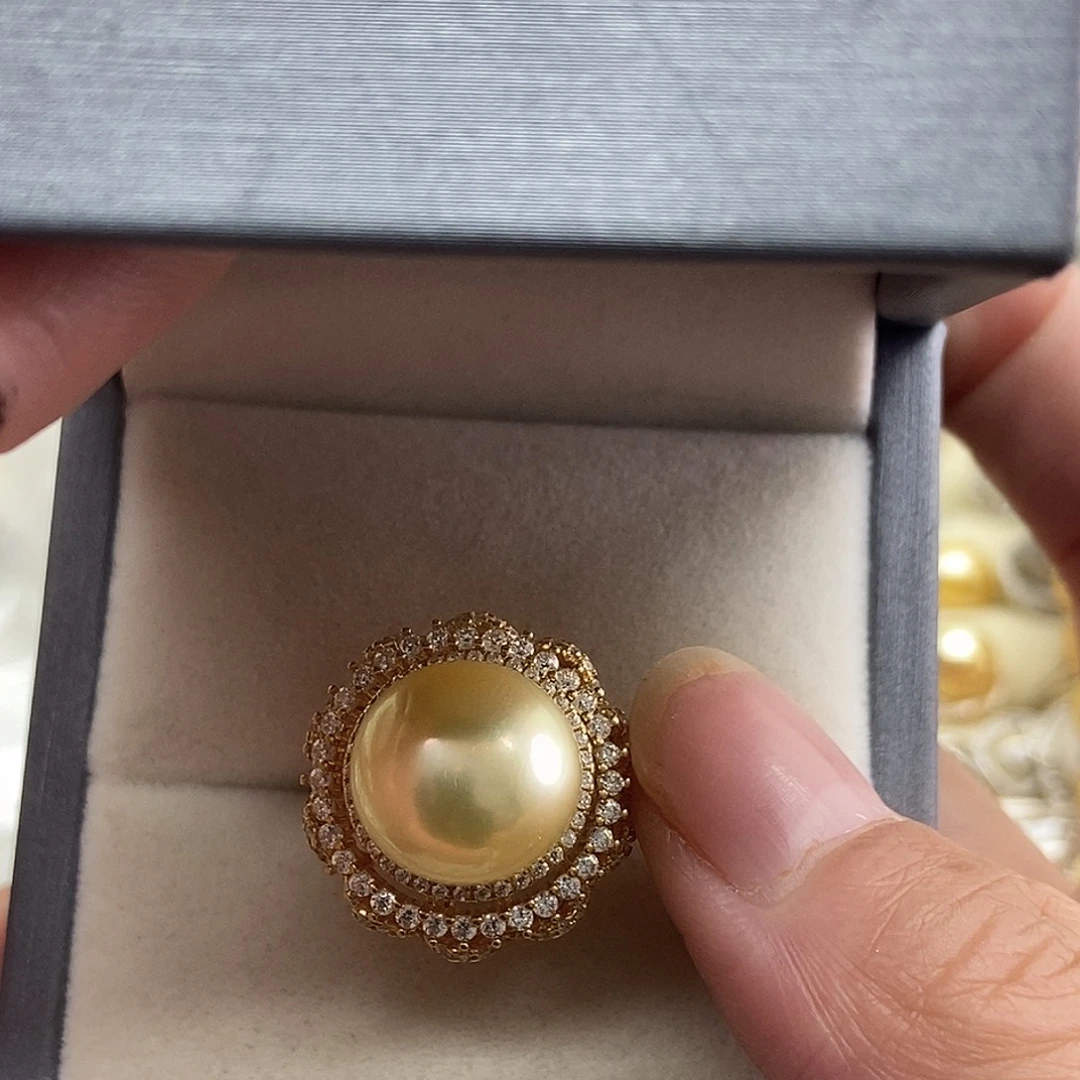 海水珍珠戒指银S925镶嵌