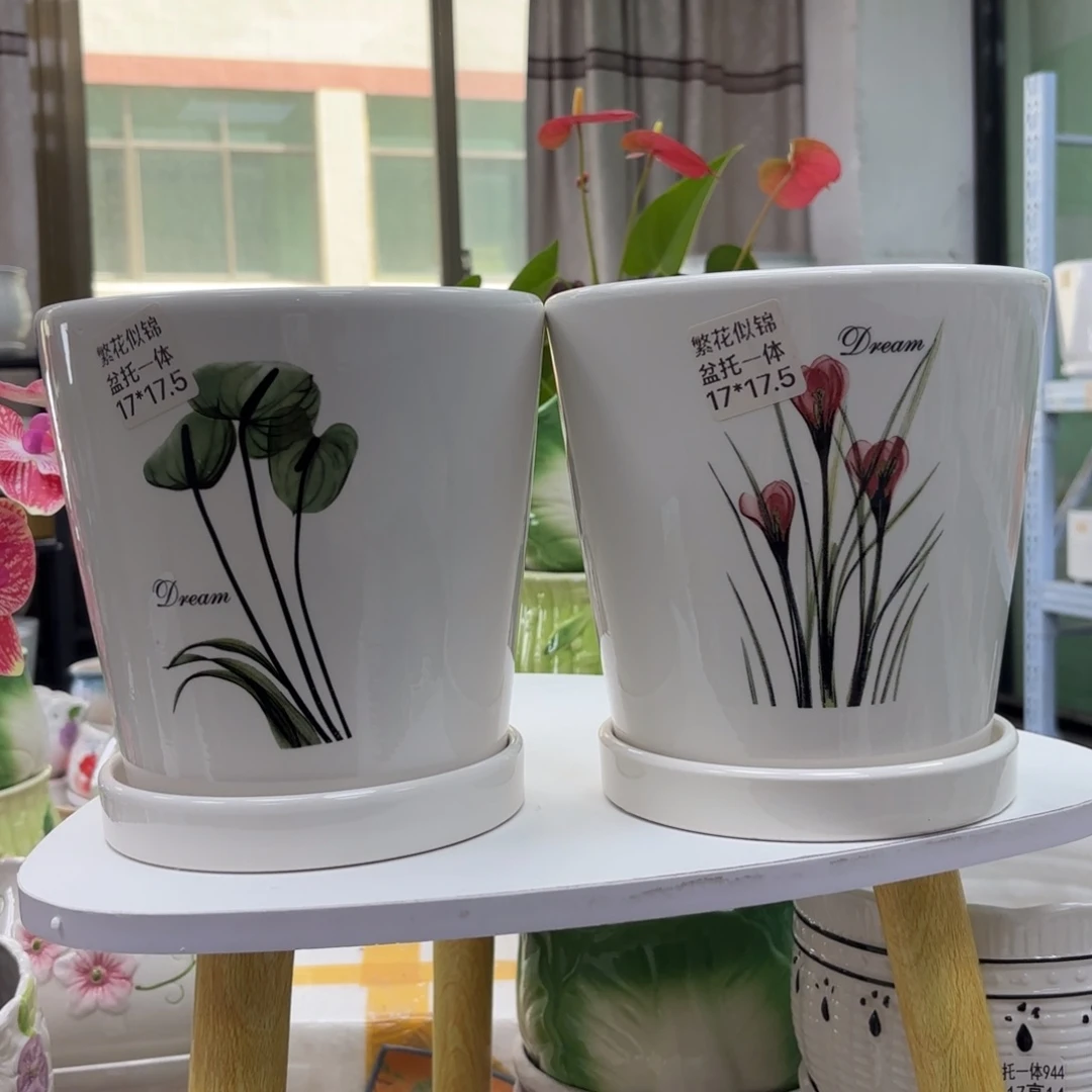 @夏西陶瓷花盆@@繁花似锦