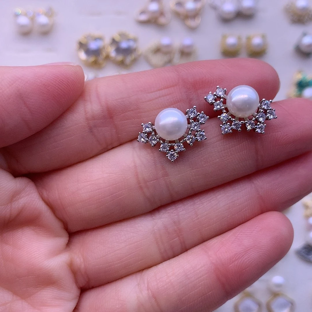 淡水珍珠耳饰合金