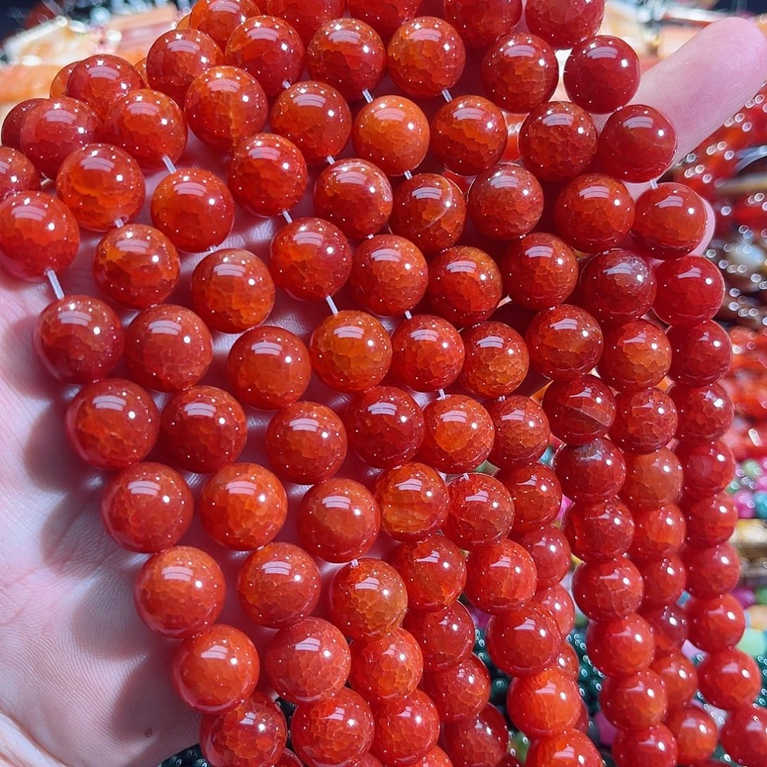 玛瑙/玉髓未镶嵌珠宝半成品红龙鳞玛瑙一条14mm