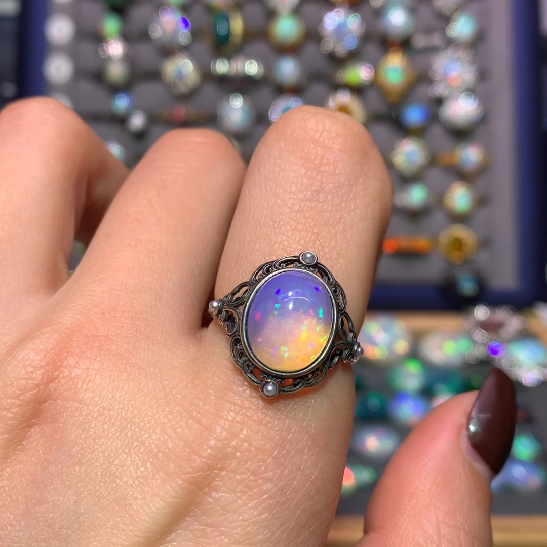 银S925镶嵌欧泊戒指款式