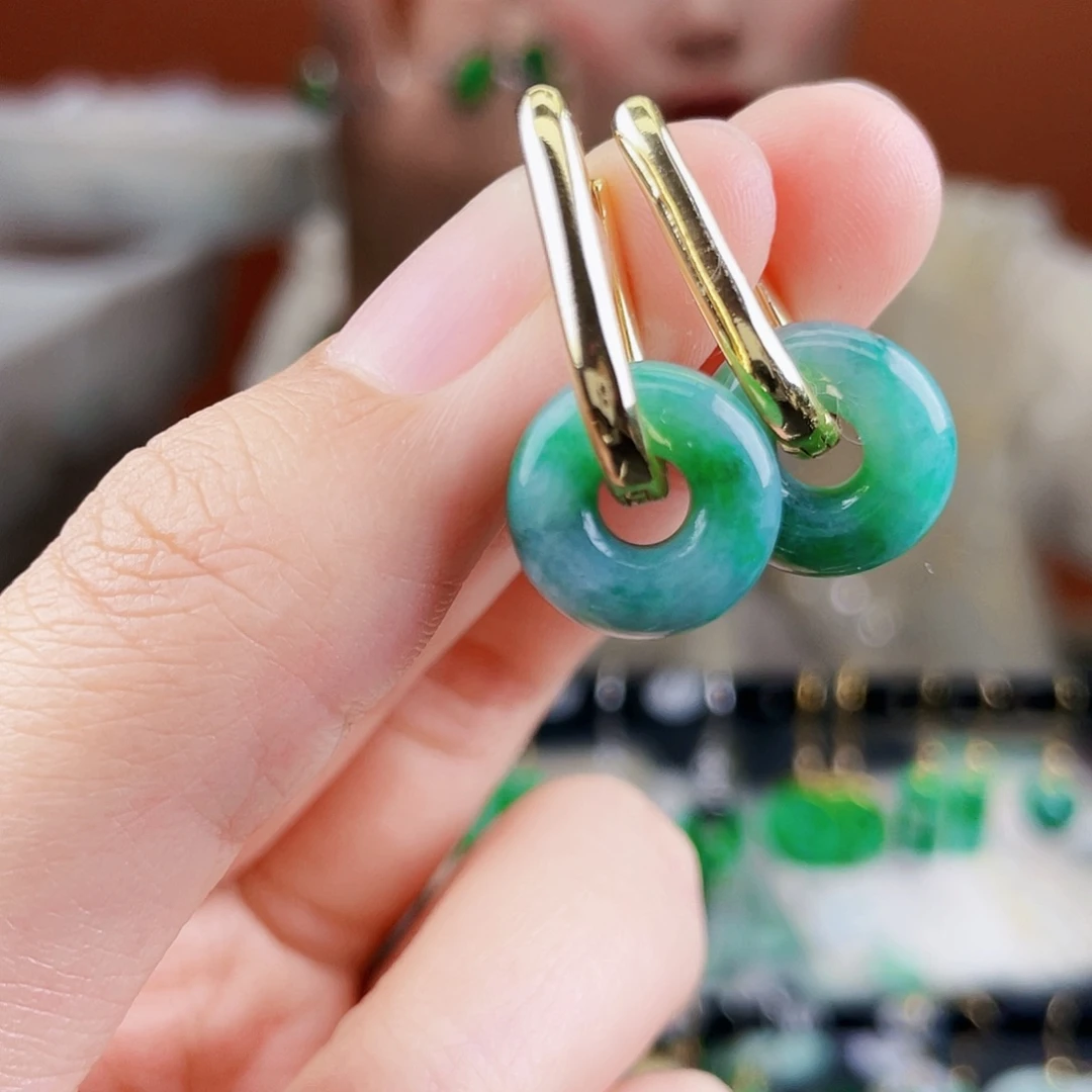 翡翠未镶嵌耳饰饰品