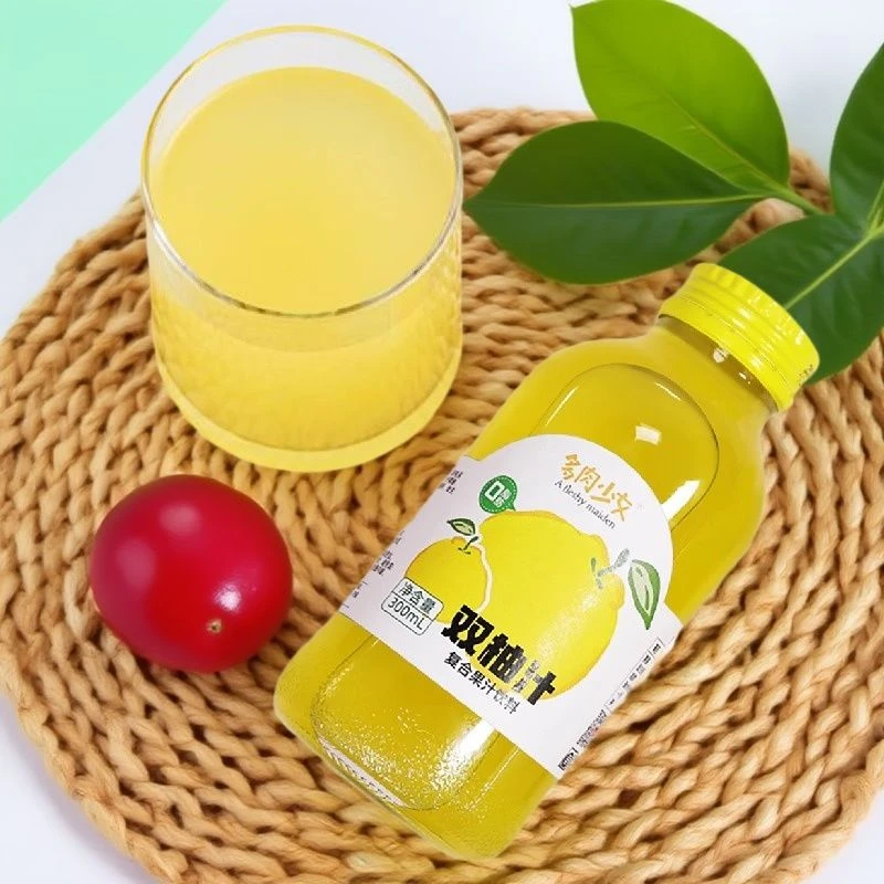 6瓶双柚汁300ml常山胡柚香柚复合柚子果汁饮品饮料玻璃瓶