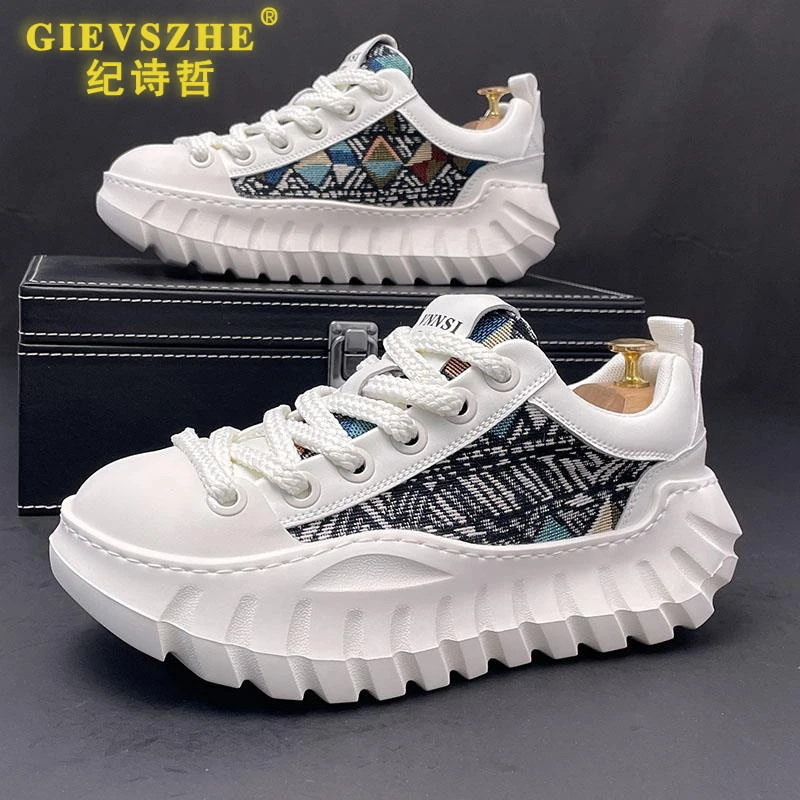 纪诗哲老爹鞋男款夏季透气帆布小白鞋新款百搭运动休闲鞋潮流男鞋