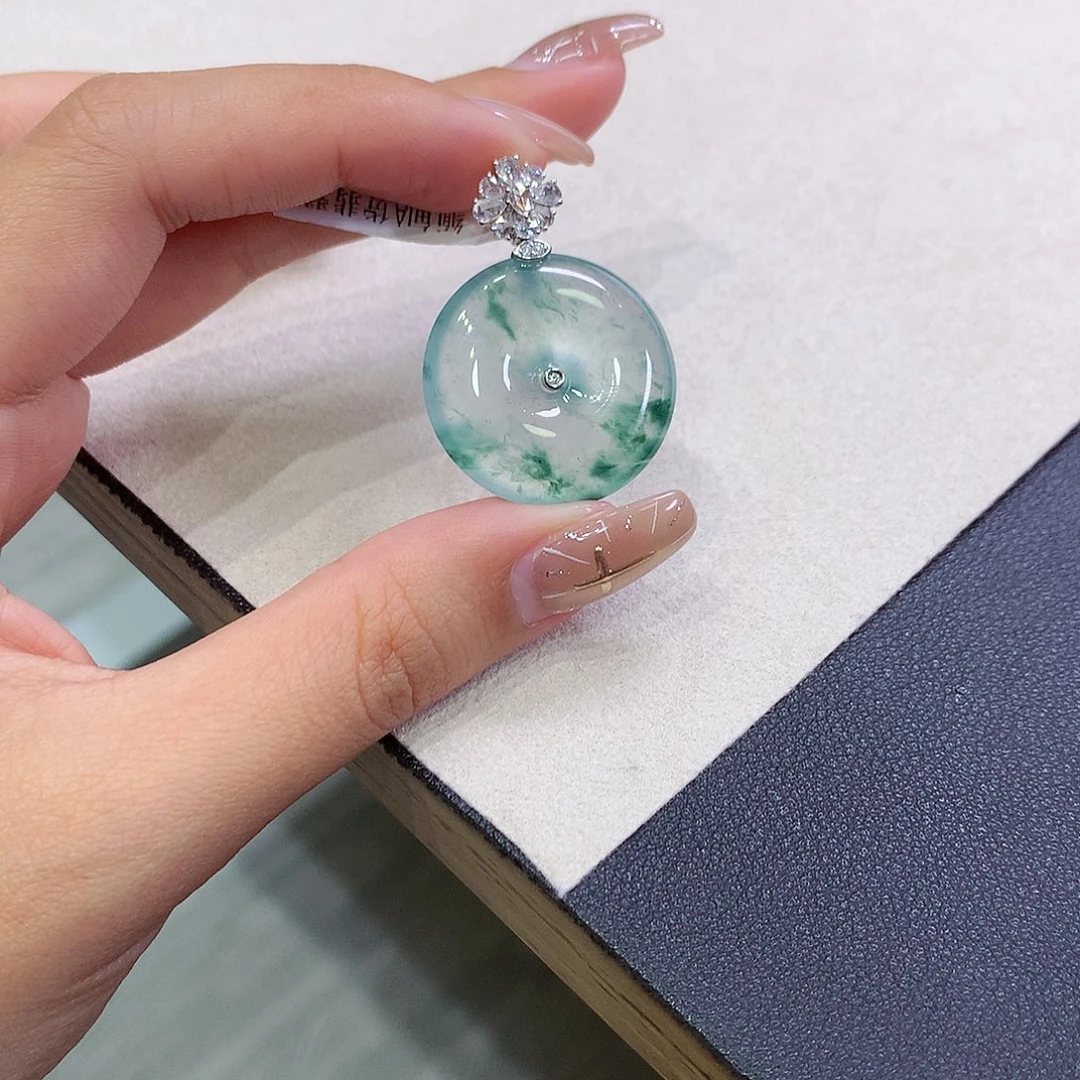 翡翠18K金镶嵌吊坠(不含链)25-5.9