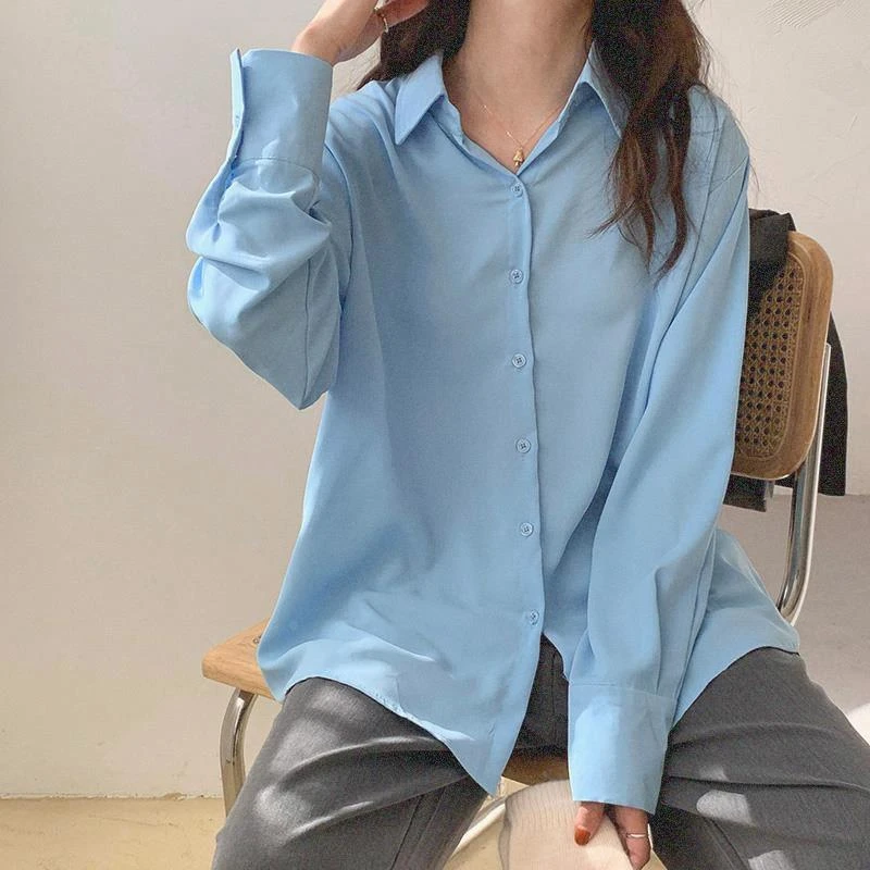 新款韩版2025新款夏季长袖宽松衬衫女显瘦设计感春夏薄款衬衣小众