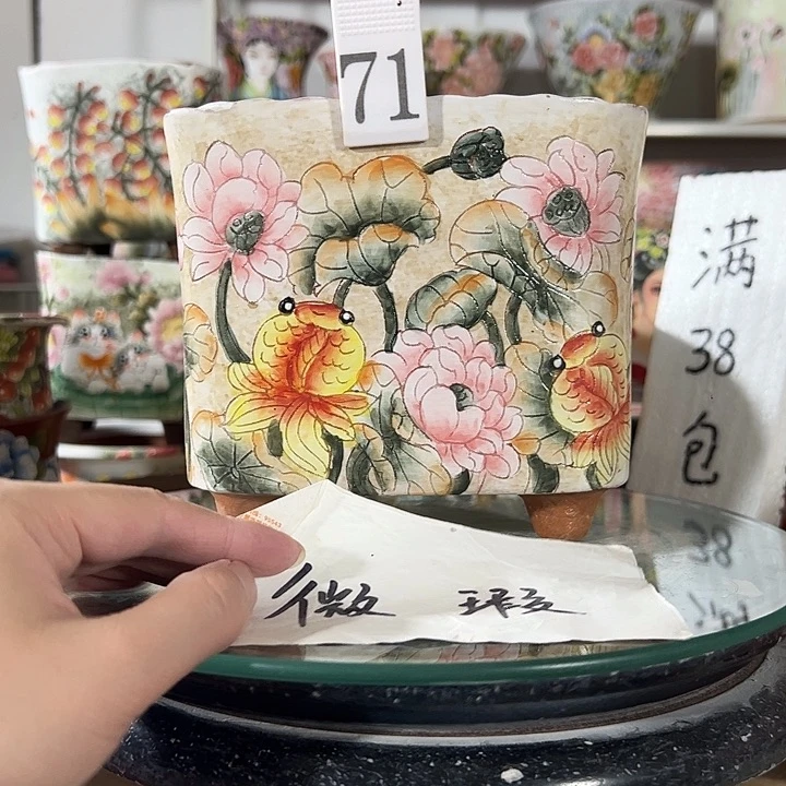 景德镇手绘花盆幸运花盆