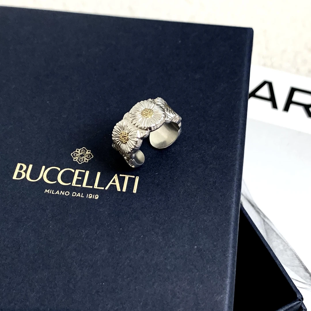 99新 BUCCELLATI/布契拉提 壹臻/925银雏菊开口戒指53号80968930
