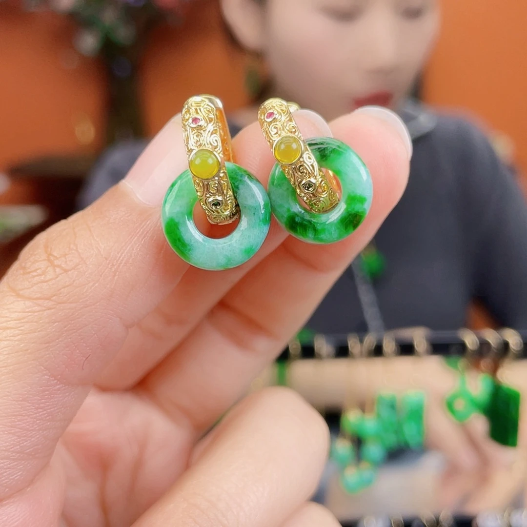 翡翠未镶嵌耳饰饰品