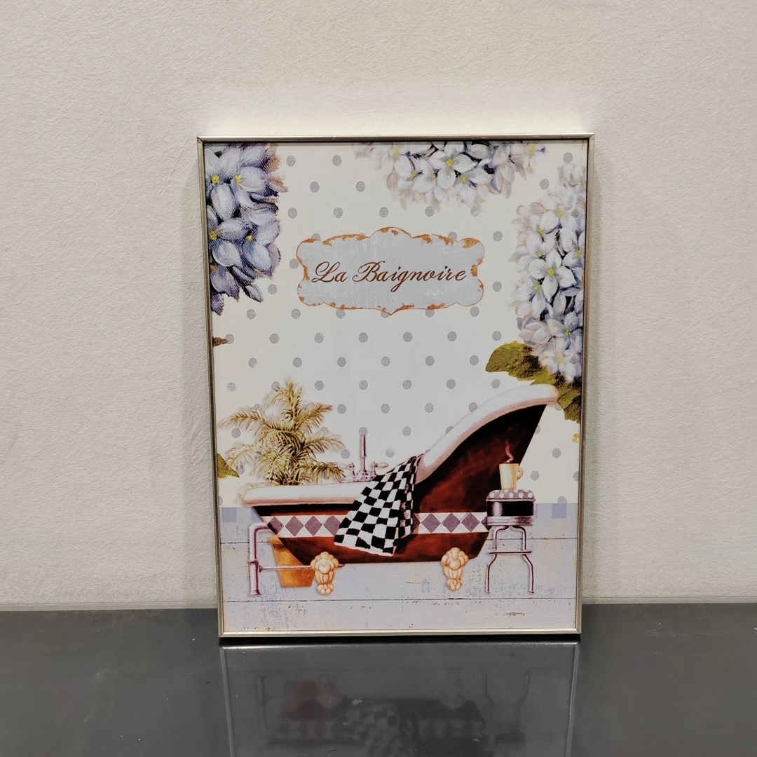 欧式轻奢浴室装饰画复古浴缸厕所壁画宾馆酒店卫生间洗手间挂画