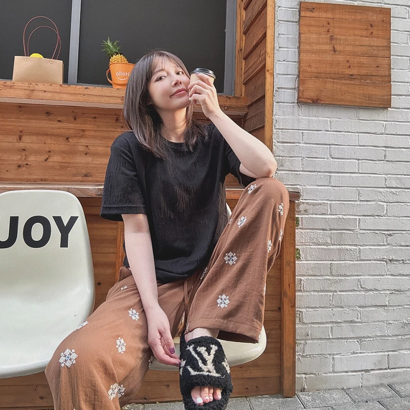 BETTER JOELAY-【南法风情】时尚休闲直筒阔腿裤子宽松百搭HW8861