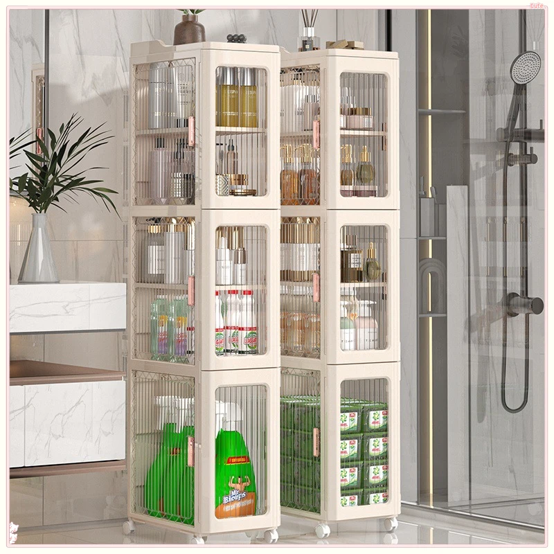 落地家用透明缝隙收纳置物架夹缝收纳柜卫生间抽屉式缝储物柜浴室