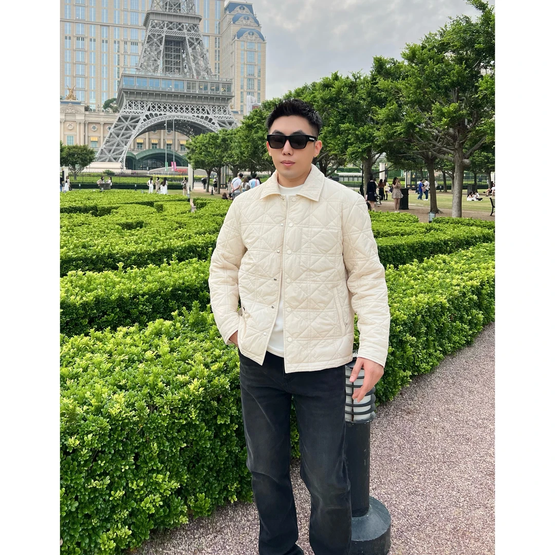 【蜜蜂格纹】秋冬外衣老钱翻领蜜蜂刺绣防风保暖男士棉服外套