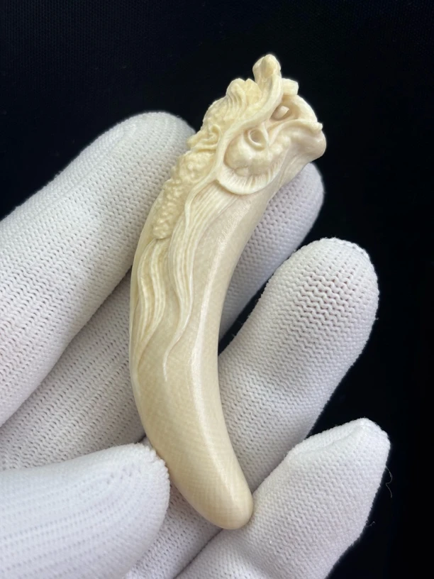 A0051天然猛犸牙精工龙头牙尖72x19x18mm 支持鉴定 假一罚四
