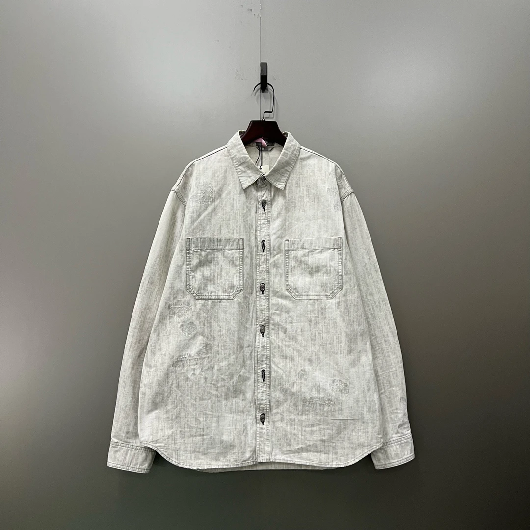 95新 DIOR/迪奥 a5 晕染做旧老花牛仔衬衫 40码/500116
