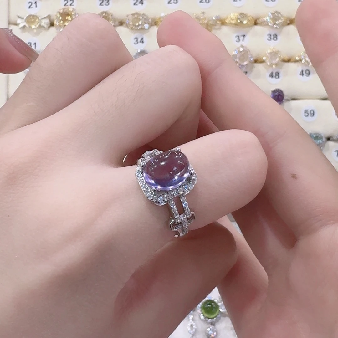 紫晶戒指银S925镶嵌随****…
