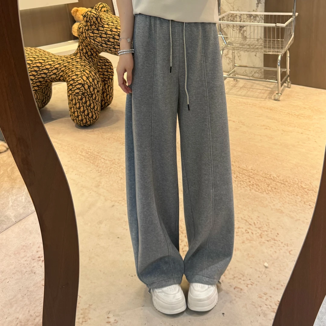 宿慕SUMU韩版两穿加绒弯刀卫裤女10-9冬季新款时尚休闲休闲裤306