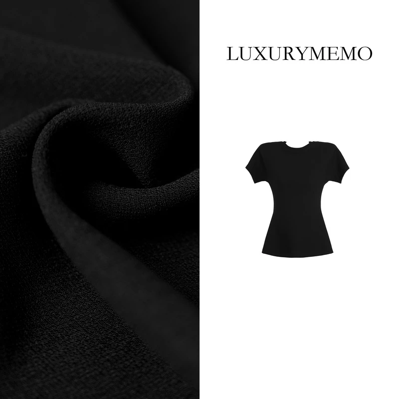 LUXURYMEMO【刘熊熊】夏季短款后开叉修身内搭短袖T 短袖1.0 8041