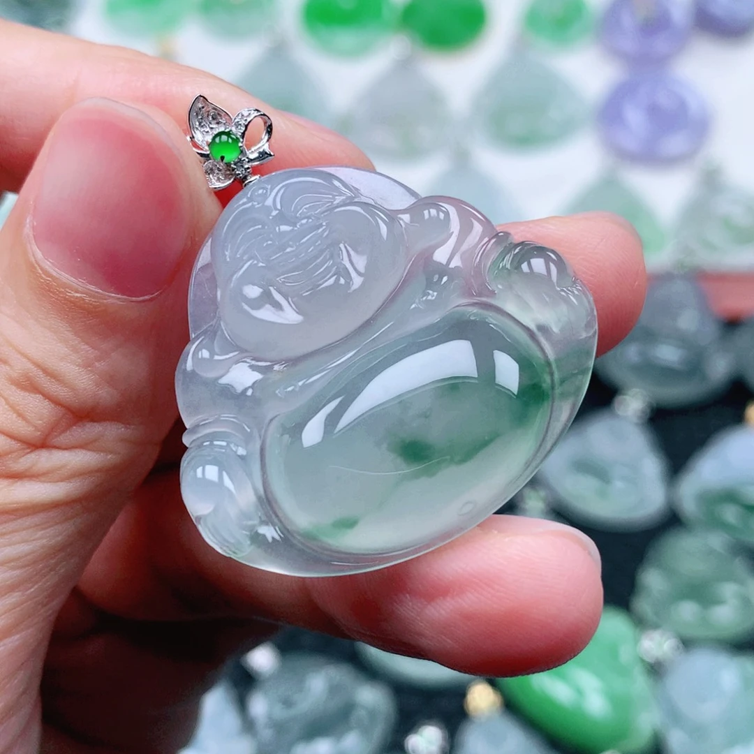 翡翠18K金镶嵌吊坠(不含链)依***月