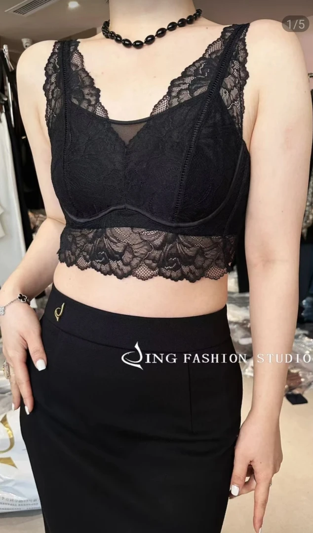 《自信放光芒》JING时尚250015美背拼蕾丝吊带肤感连体三角杯美背