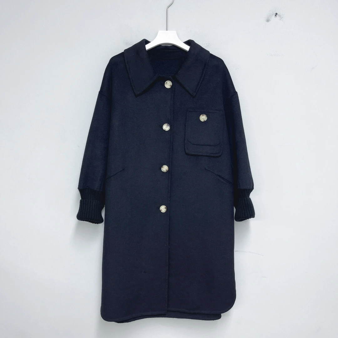 417女装外套中长款时尚百搭翻领气质毛呢外套