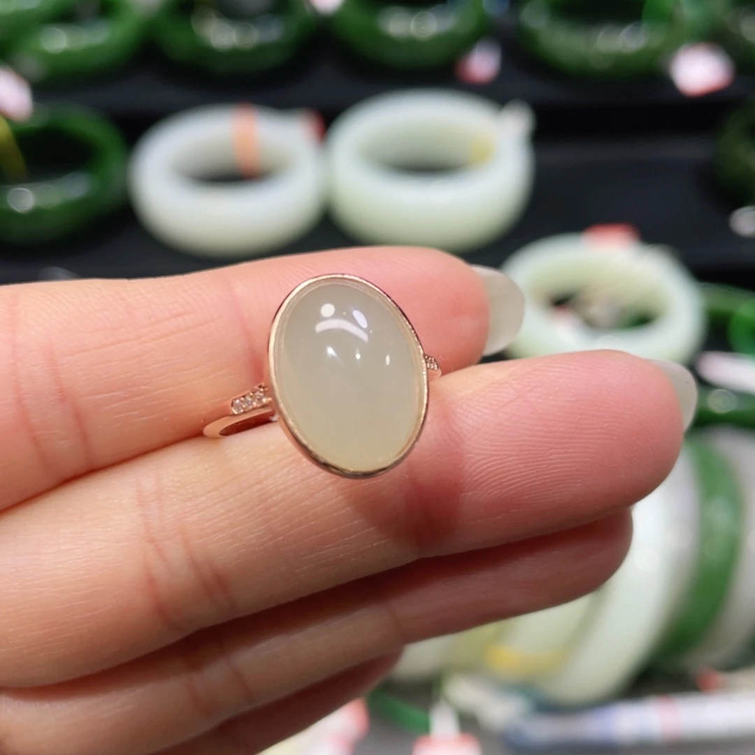 银S925镶嵌戒指和田玉