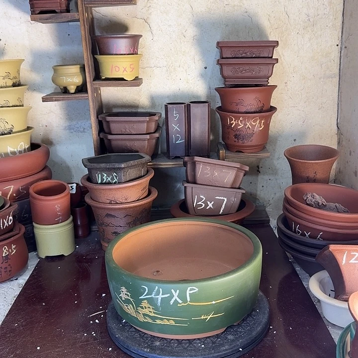 紫砂花盆，手工制作