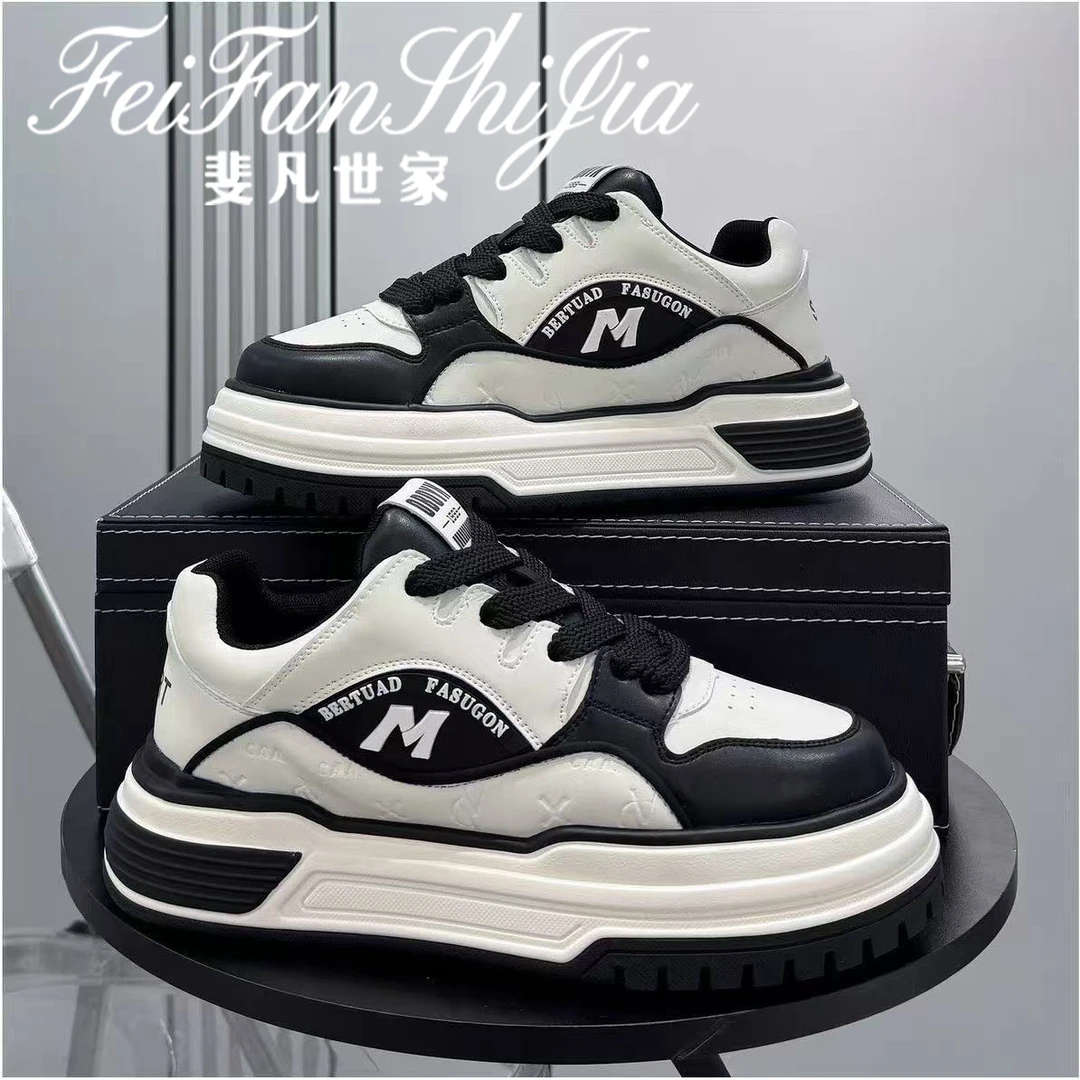 秋季新款2025百搭舒适休闲板鞋潮流时尚增高厚底爆款运动低帮男鞋
