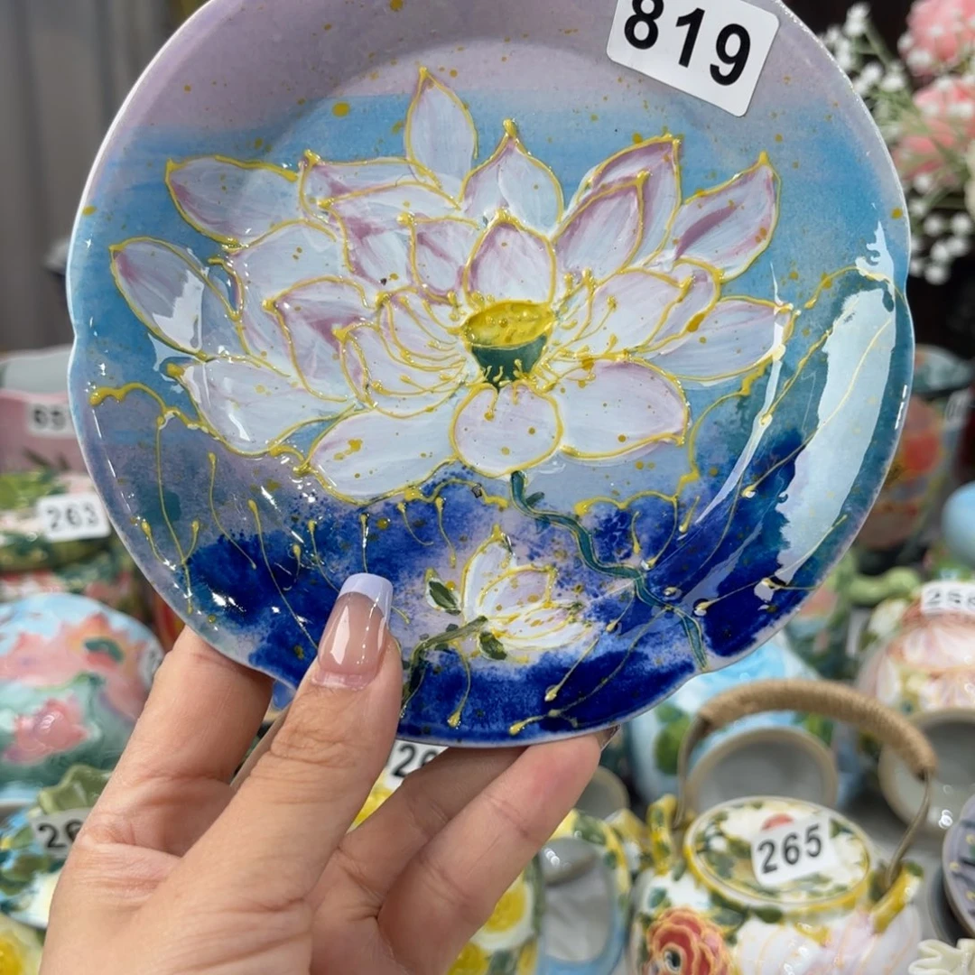 瓷片景德镇手绘高温釉下彩陶瓷茶具