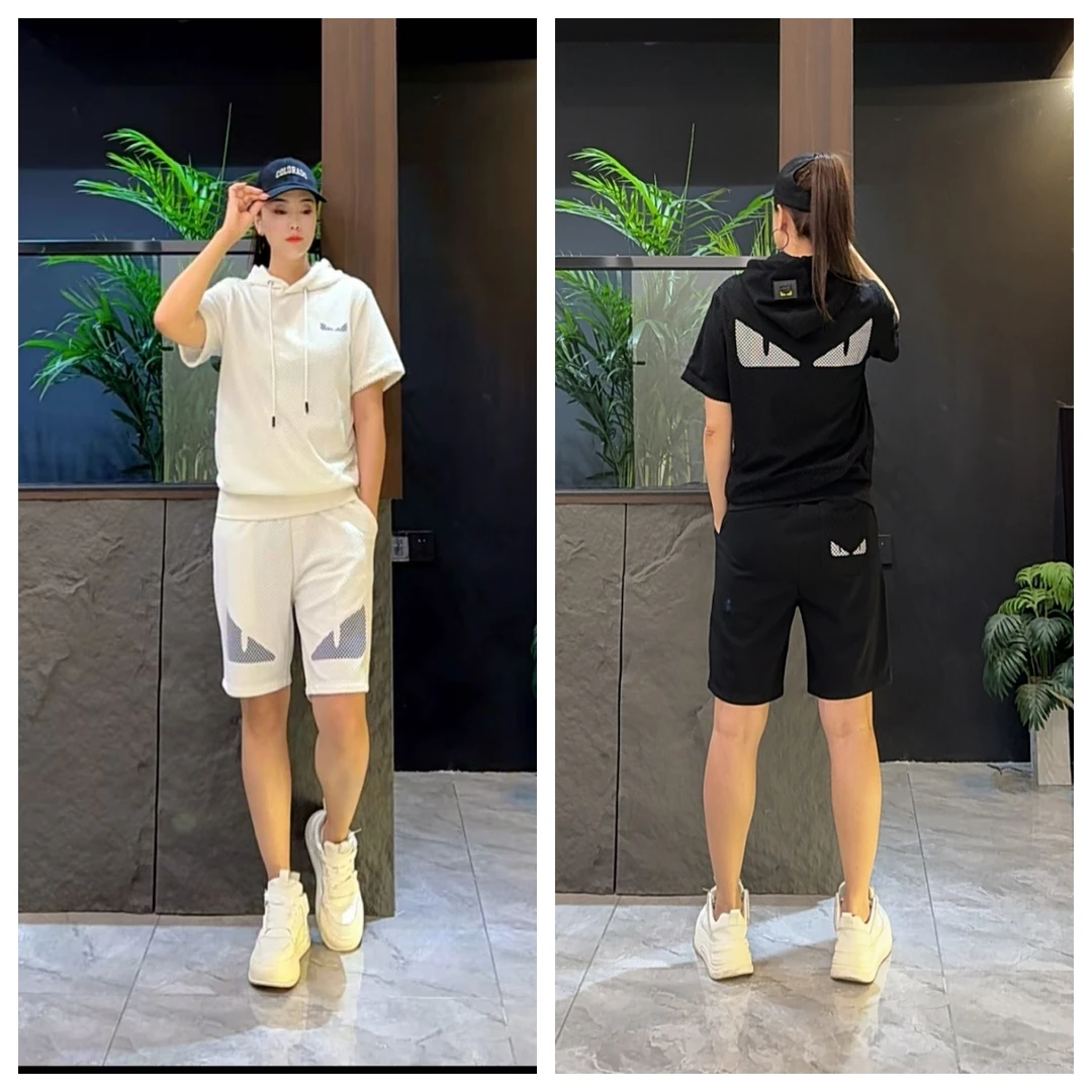 25夏季男士新款套装小众简约个性连帽短袖短裤两件套潮流套装