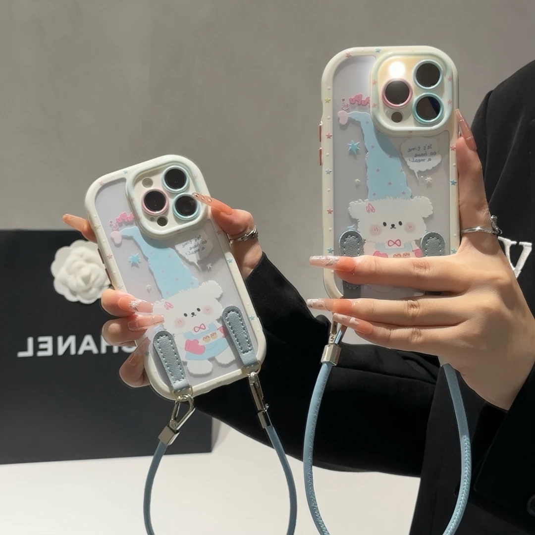 可爱软萌烘培小狗皮绳适用苹果16promax手机壳华为vivo小米15oppo