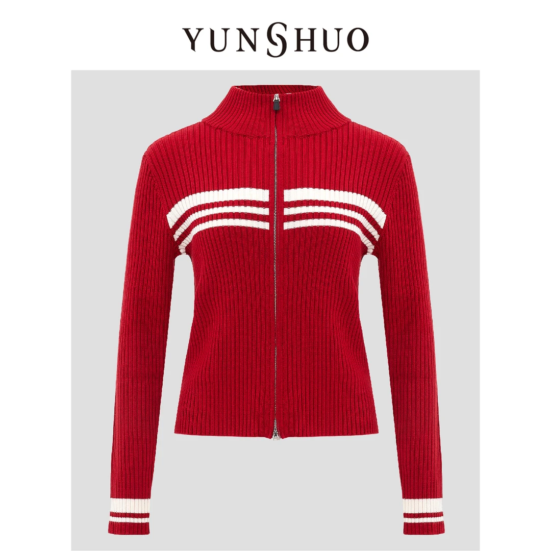 允硕新年战袍开运搭配秋冬新品圣马丁针织条纹毛开衫729279