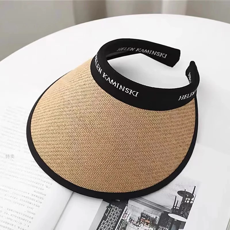 【明星同款】夏季太阳帽空顶黑胶新款拉菲草帽显脸户外遮阳帽子