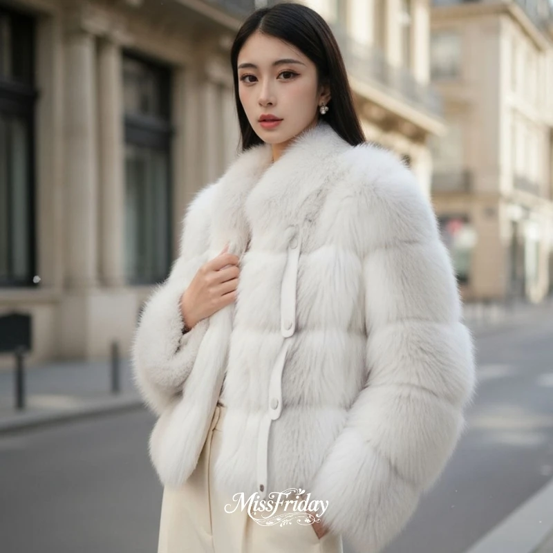 MissFriday｜芬兰进口狐狸毛皮草不对称车条高级感洋气百搭女5718