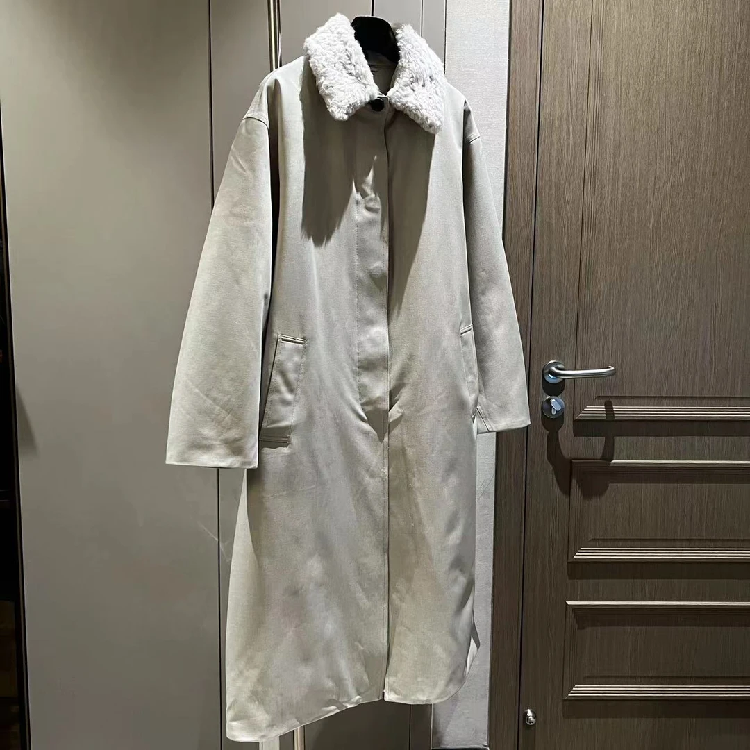 【大L】重磅外贸进口高奢重工设计师皮毛一体拼接鹅绒服外套251105