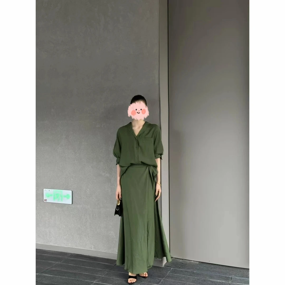 【桂华明】极简衬衫+大摆半身裙套装