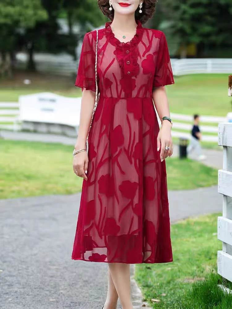 【李生专属】9796-夏季新款轻奢短袖收腰显瘦气质连衣裙（A仓直播间）