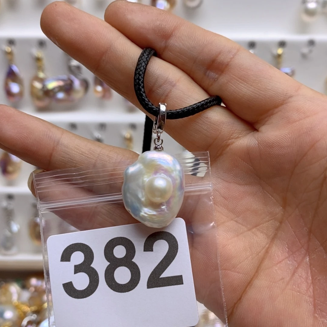 淡水珍珠颈饰银S925镶嵌382
