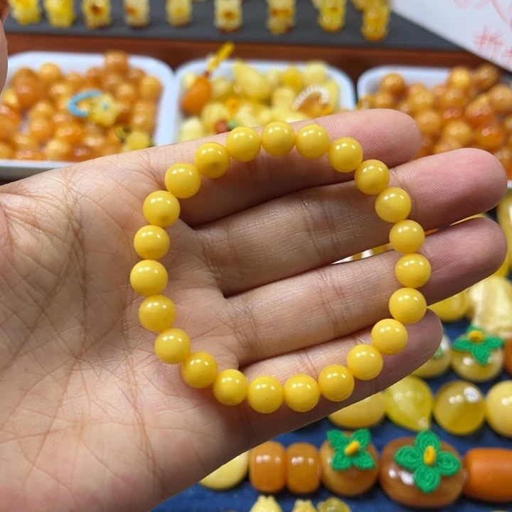 琥珀未镶嵌裸石卡7大加老蜡手串精工微瑕