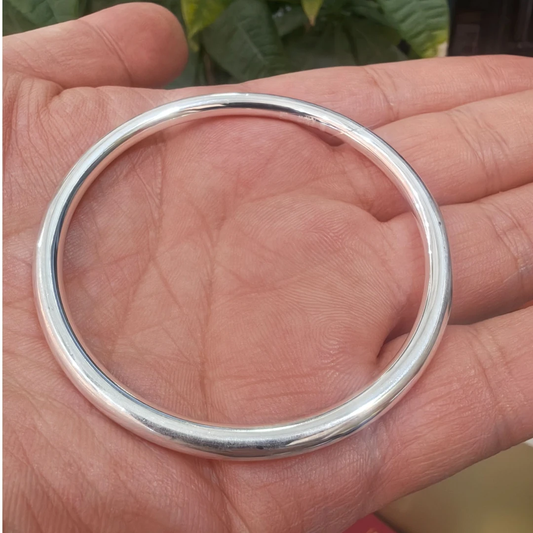 足银手镯 素圈圆股纯银手镯