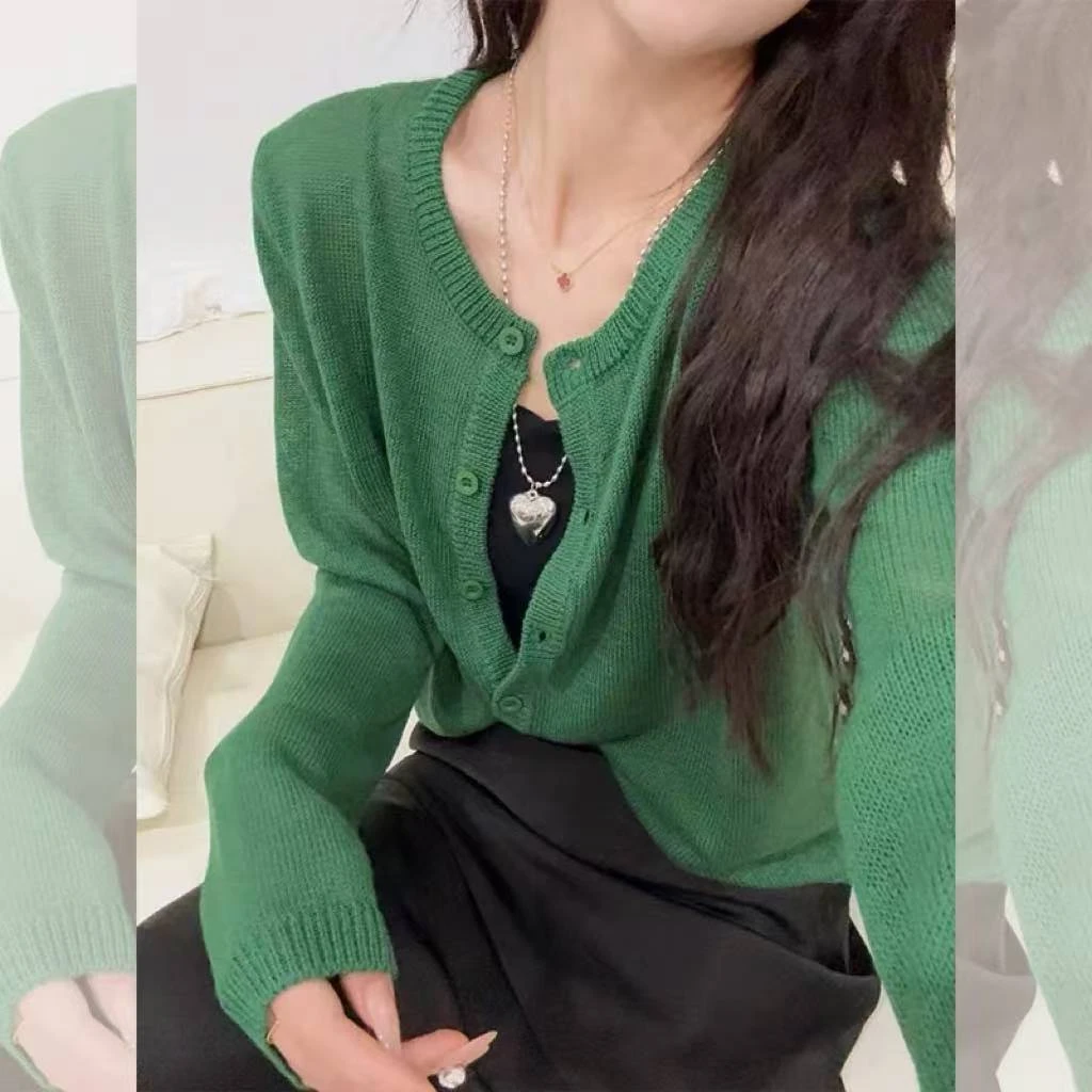 【纯色和纸纱开衫】夏季薄款针织开衫冰凉宽松显瘦上衣1608