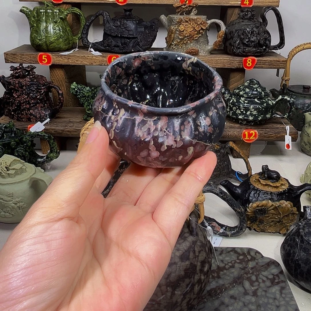 蓉***亿石材梅花玉安山玉精品杯