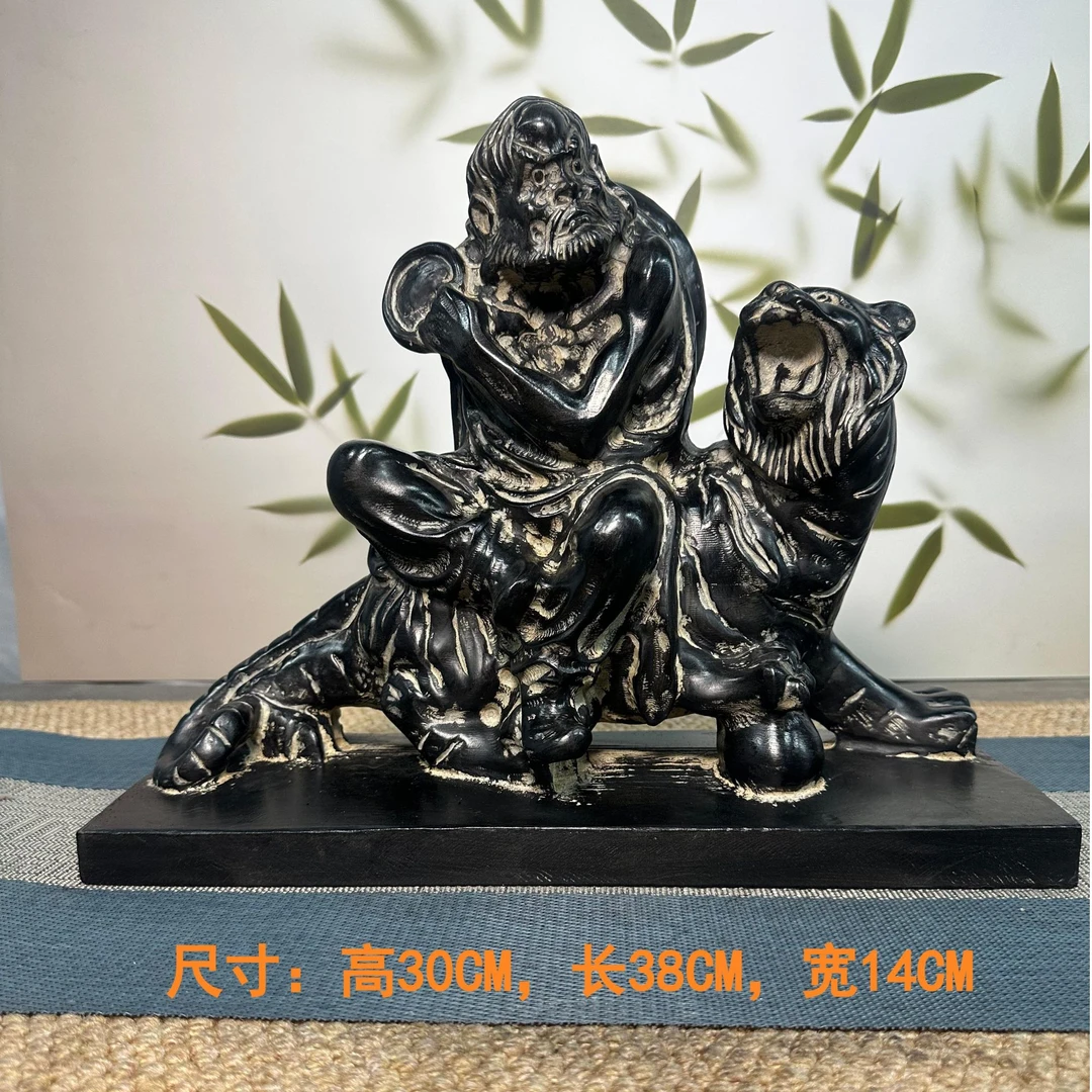 山西精美青石石雕大号麒麟造景摆件摆设动物老虎工艺品伏虎罗汉