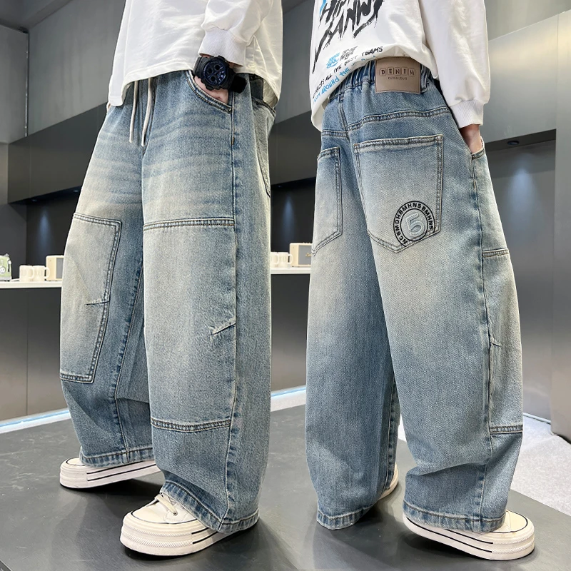 儿童装男童春装裤子2025新款男孩春季长裤牛仔裤春秋款中大童休闲