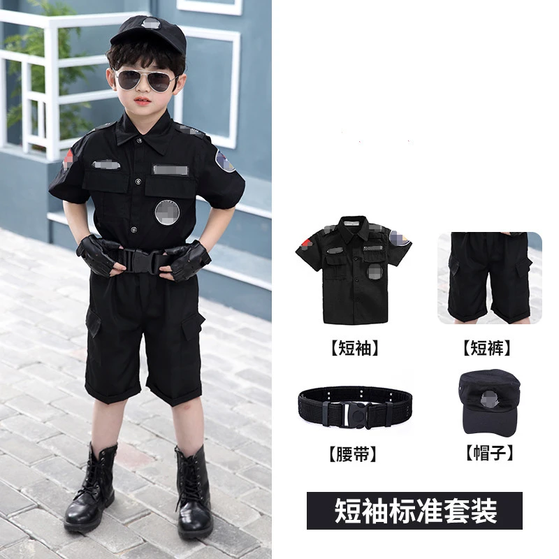 六一短袖儿童警服特警衣服角色扮演幼儿园演出生日礼物小特警服饰