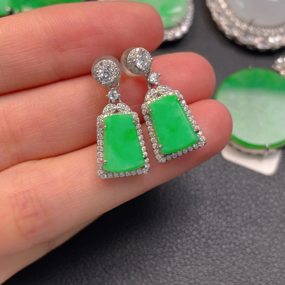 翡翠银S925镶嵌吊坠(不含链)耳坠