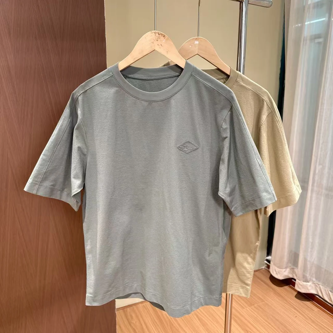 九频道 重工水洗刺绣小标圆领休闲T恤 201128 DM24F498