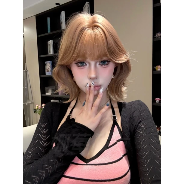 kuku【小Q宝】栗棕色短发娜莓韩系自然日常氛围感全头套女生假发