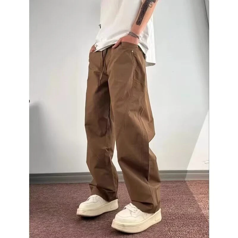 2023美式高街弯刀牛仔裤男款春秋修身弹力阔腿裤子显高显瘦微2025