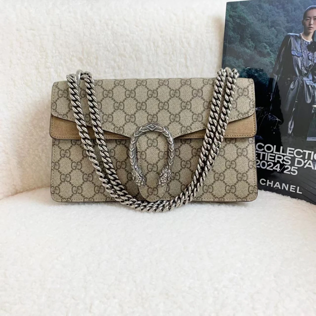 99新 GUCCI/古驰 卡其色老花酒神12期免息 44316215/代卖服务